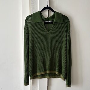 Green V-Neck Women's Sweater